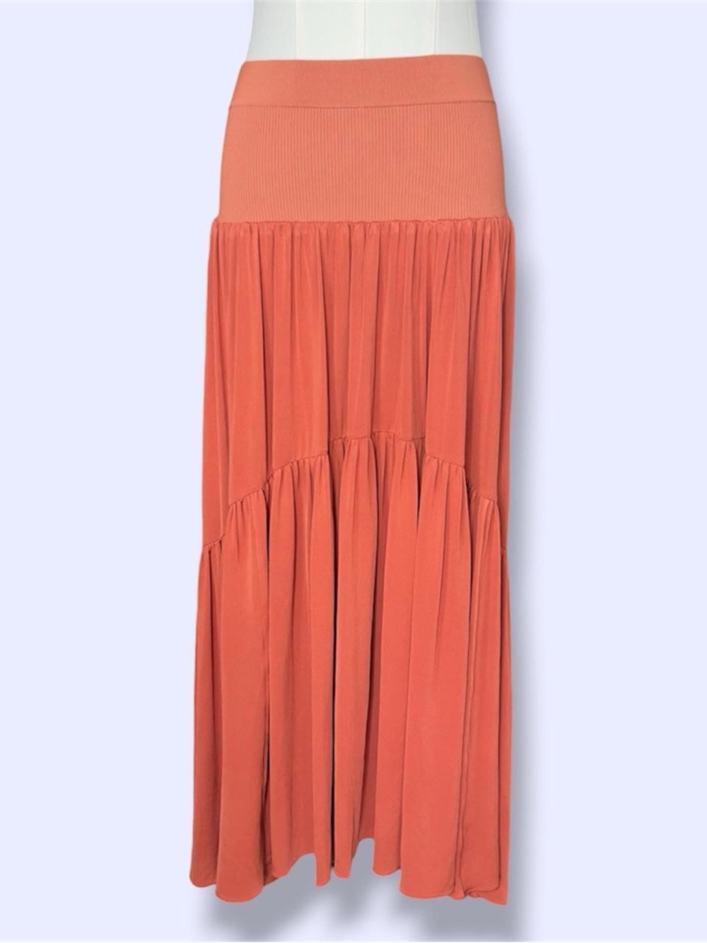 A.L.C. Lennon Midi Skirt – Elastic Waist in Solid Firenze Orange